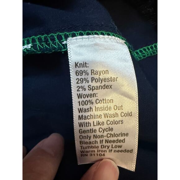 Crown & Ivy Green Navy Striped Blouse Medium – Preppy Peplum Contrast Hem - Picture 4 of 7